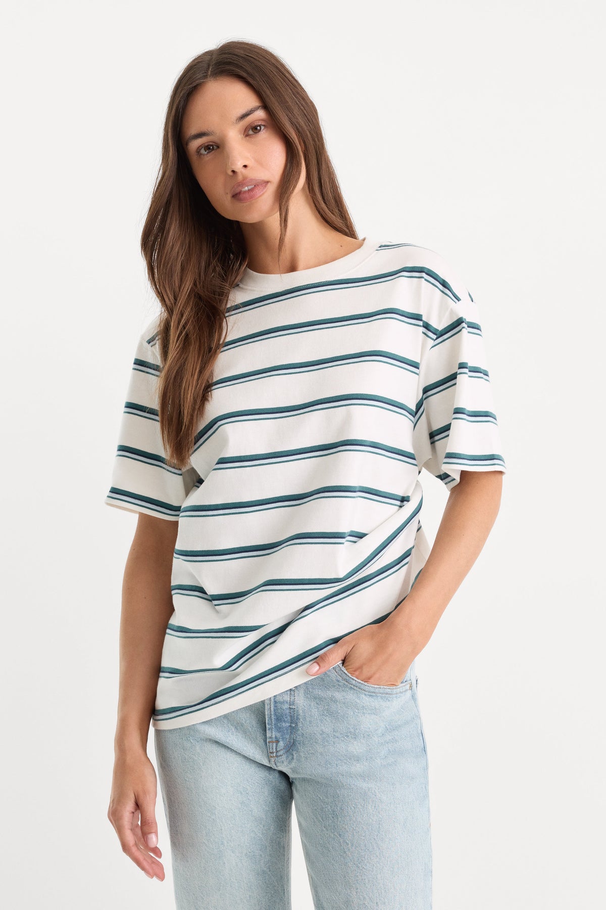 Premium THE OVERSIZED TEE HARBOR STRIPE CLOUD WHITE