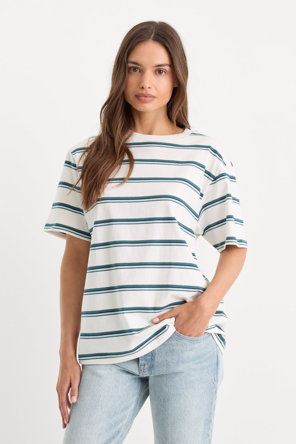Premium THE OVERSIZED TEE HARBOR STRIPE CLOUD WHITE