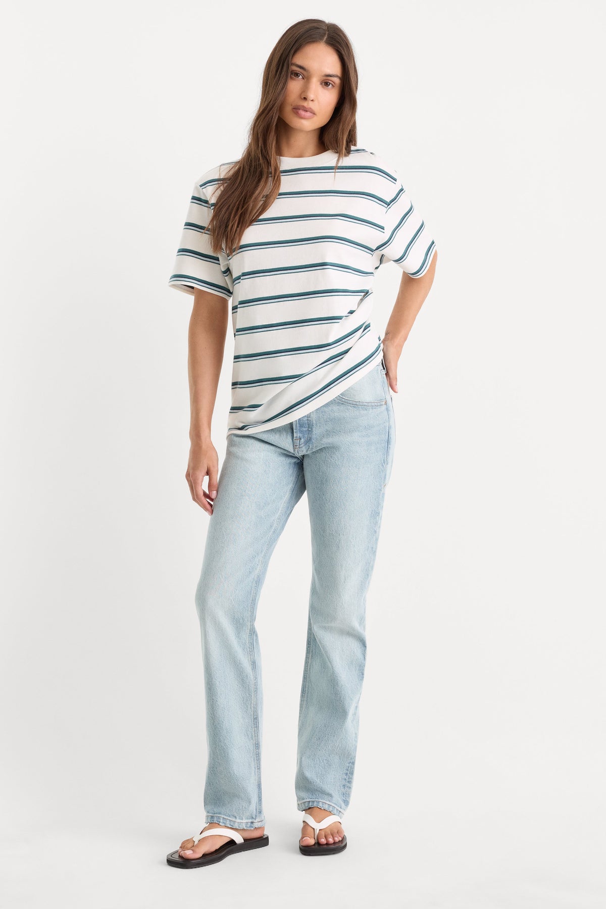 Premium THE OVERSIZED TEE HARBOR STRIPE CLOUD WHITE
