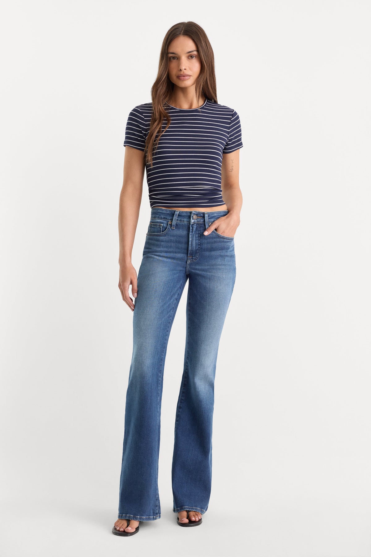 Premium SOFT TECH GOOD LEGS FLARE JEANS INDIGO1233