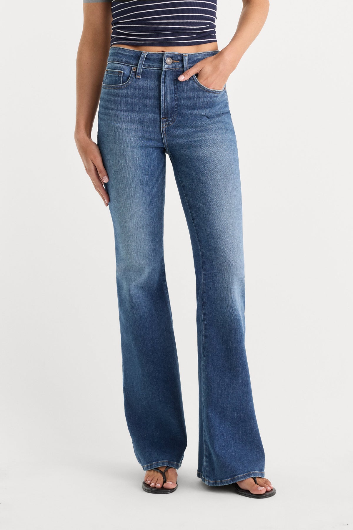 Premium SOFT TECH GOOD LEGS FLARE JEANS INDIGO1233