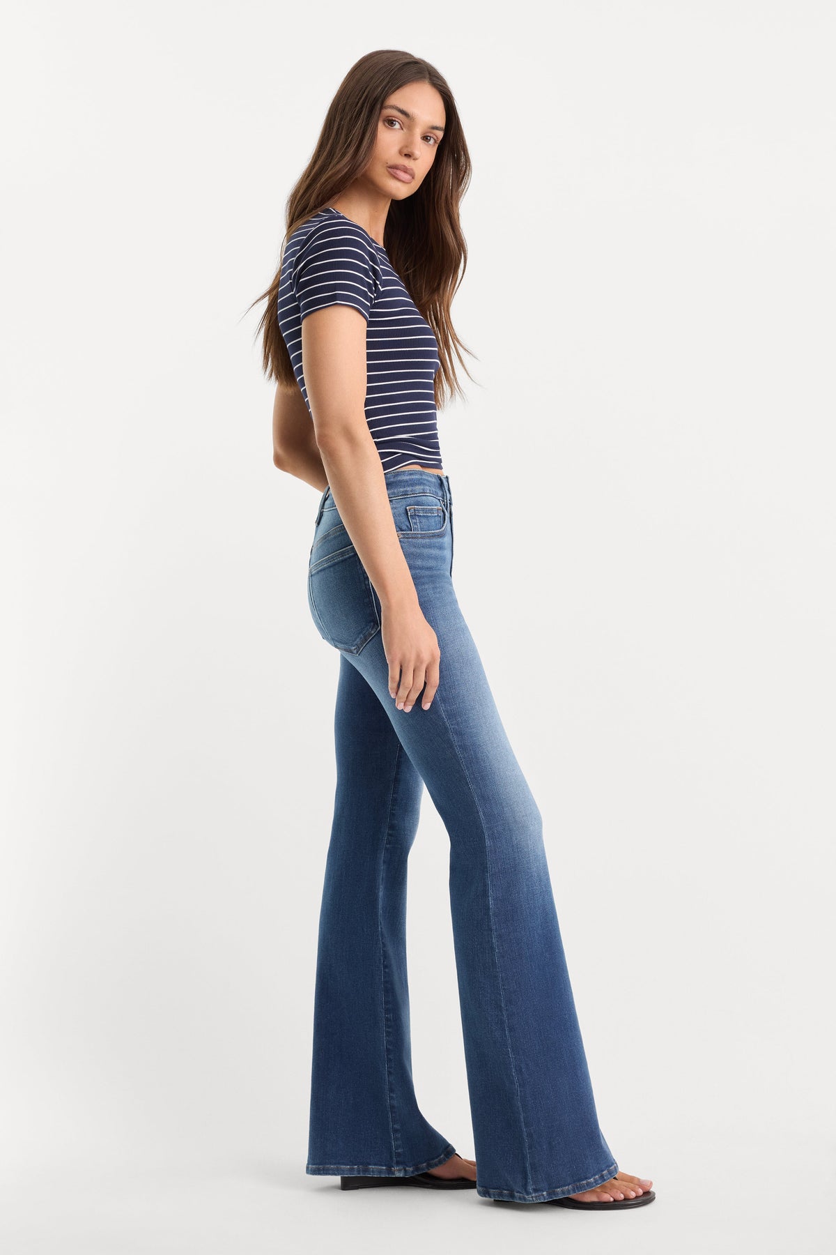 Premium SOFT TECH GOOD LEGS FLARE JEANS INDIGO1233