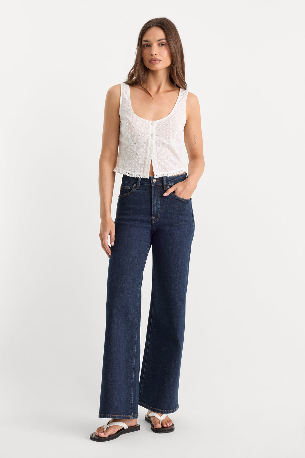 Premium GOOD WAIST PALAZZO ANKLE JEANS INDIGO1231