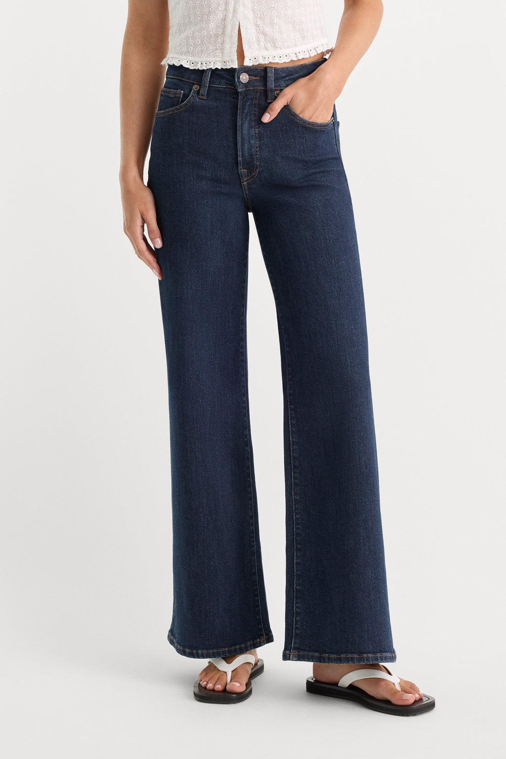 Premium GOOD WAIST PALAZZO ANKLE JEANS INDIGO1231