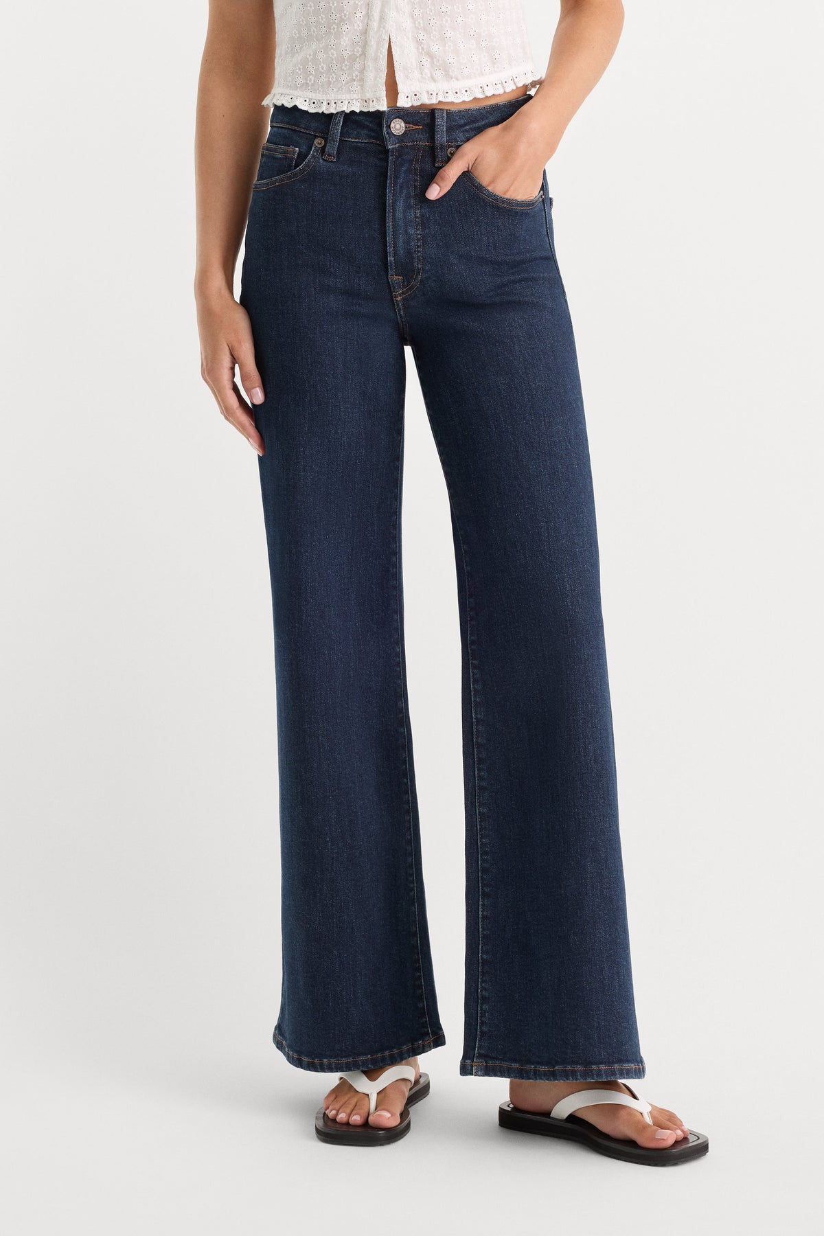 Premium GOOD WAIST PALAZZO ANKLE JEANS INDIGO1231