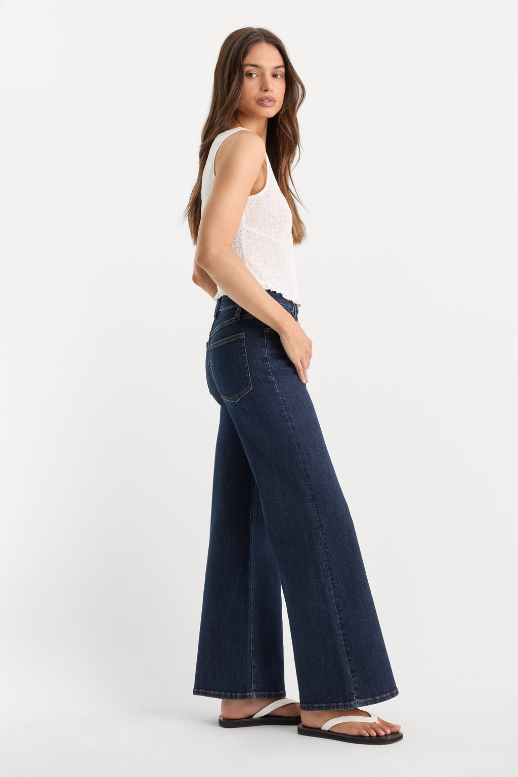 Premium GOOD WAIST PALAZZO ANKLE JEANS INDIGO1231