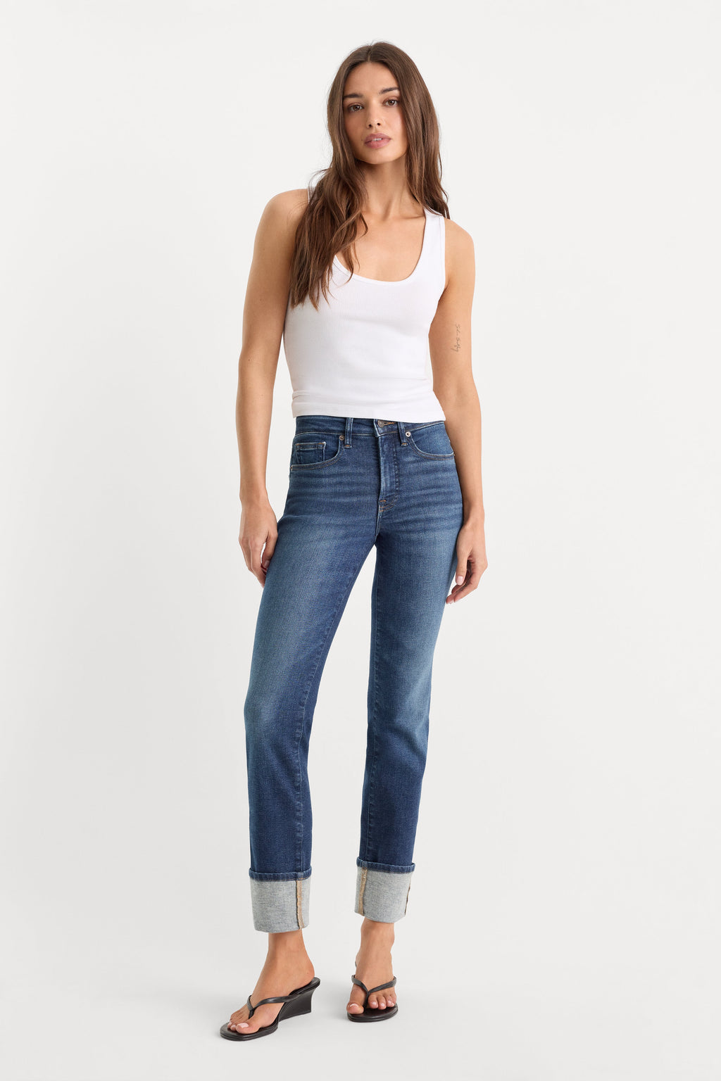 Premium GOOD LEGS STRAIGHT JEANS INDIGO1230