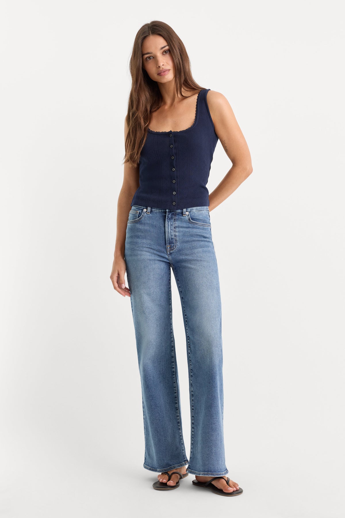 Premium ALWAYS FITS PETITE SLIM PALAZZO JEANS TAWNY