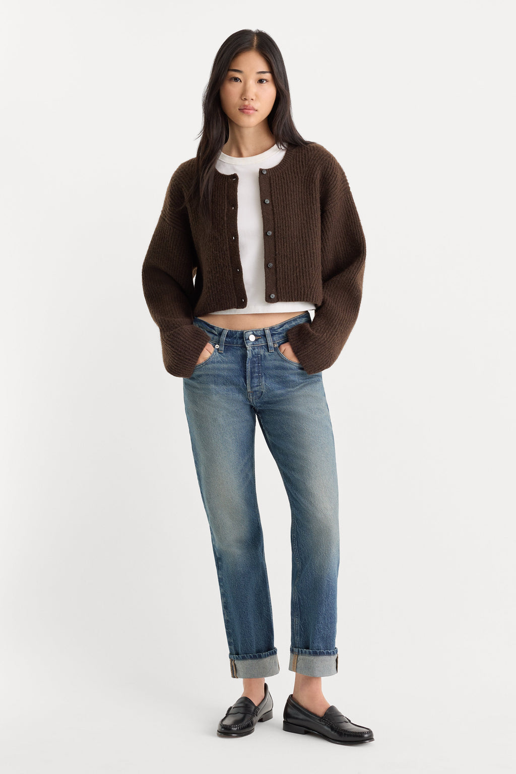Premium THE CHUNKY KNIT CARDIGAN ESPRESSO