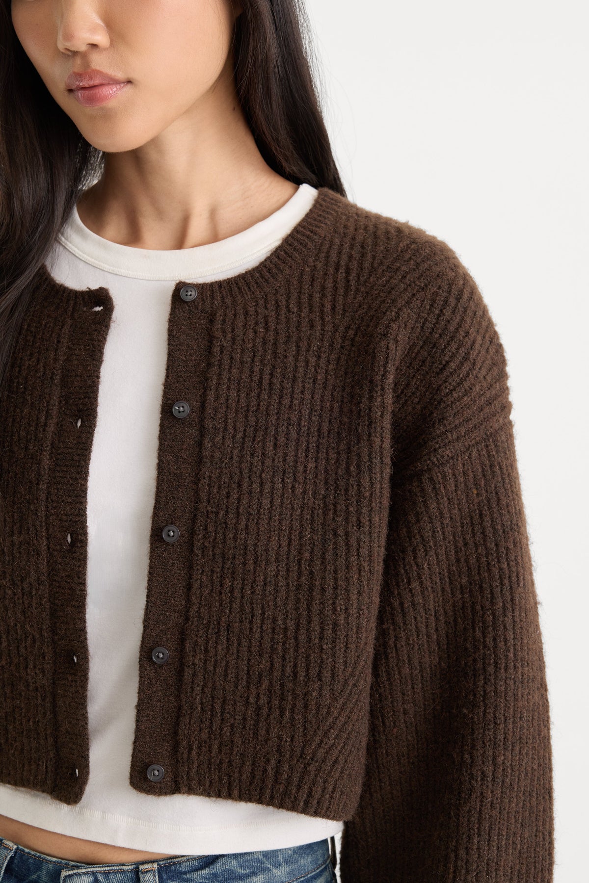 Premium THE CHUNKY KNIT CARDIGAN ESPRESSO