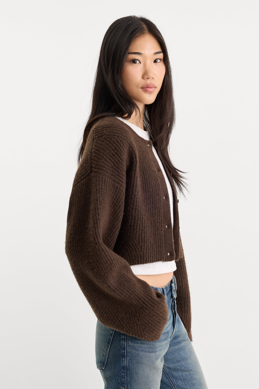 Premium THE CHUNKY KNIT CARDIGAN ESPRESSO