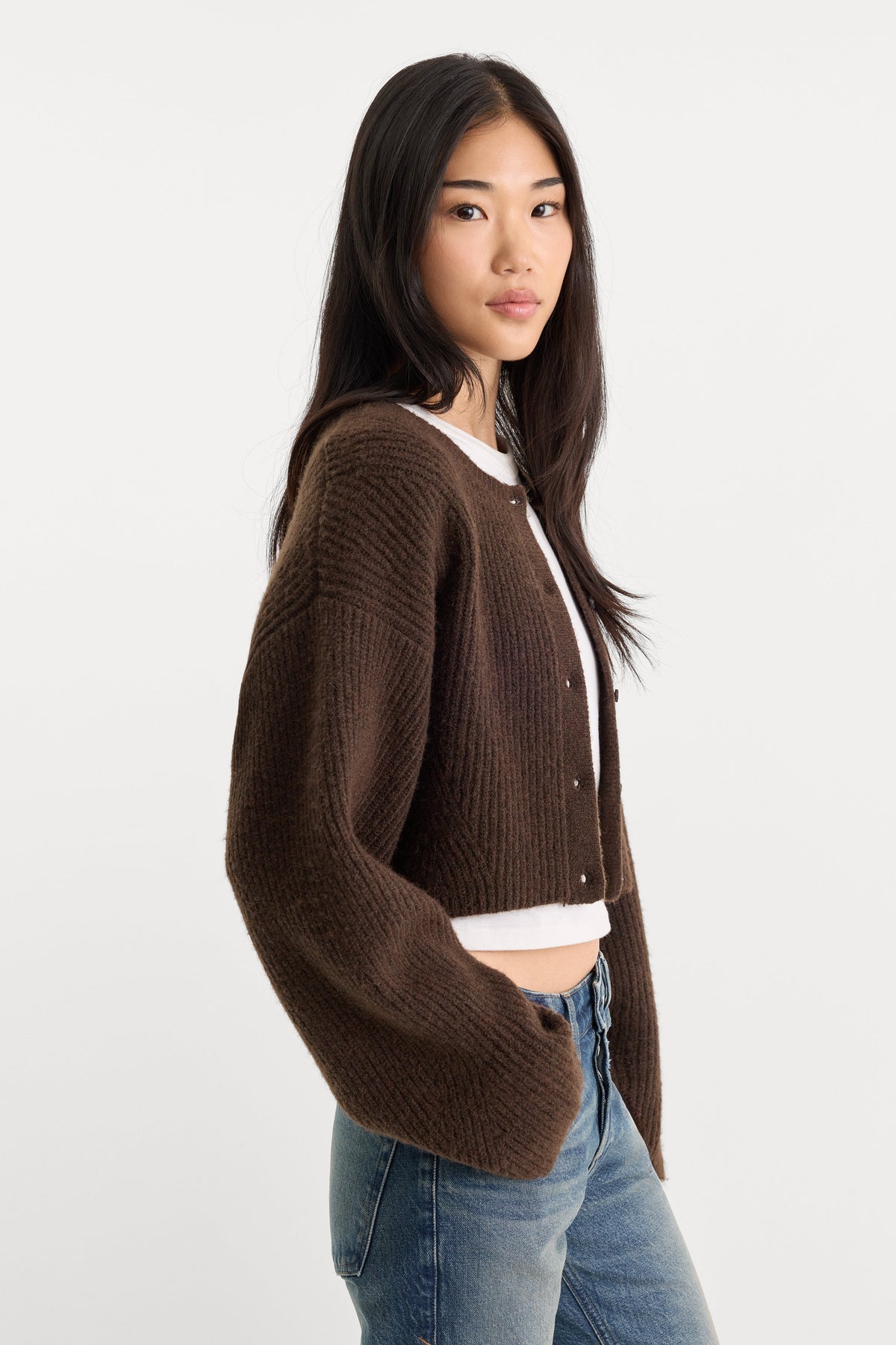 Premium THE CHUNKY KNIT CARDIGAN ESPRESSO