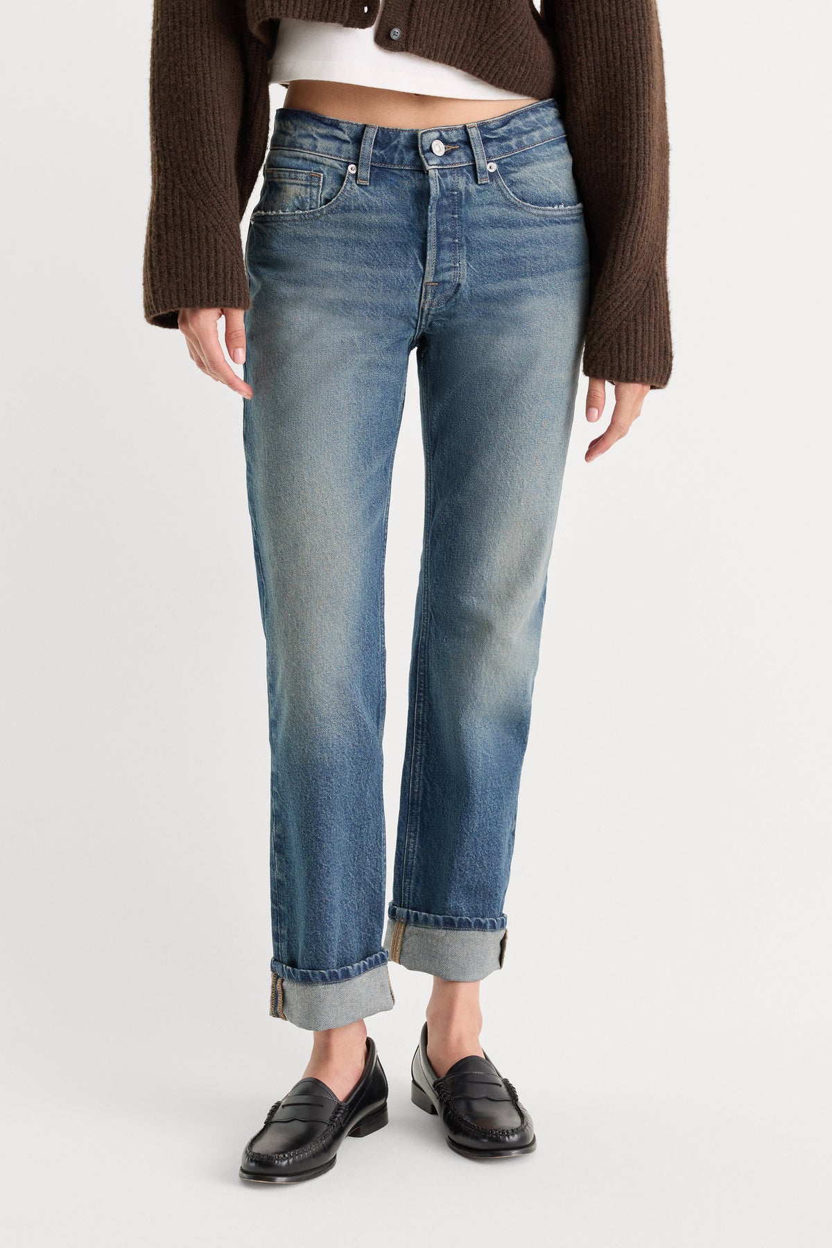 Premium VINTAGE STRAIGHT ANKLE JEANS INDIGO1282