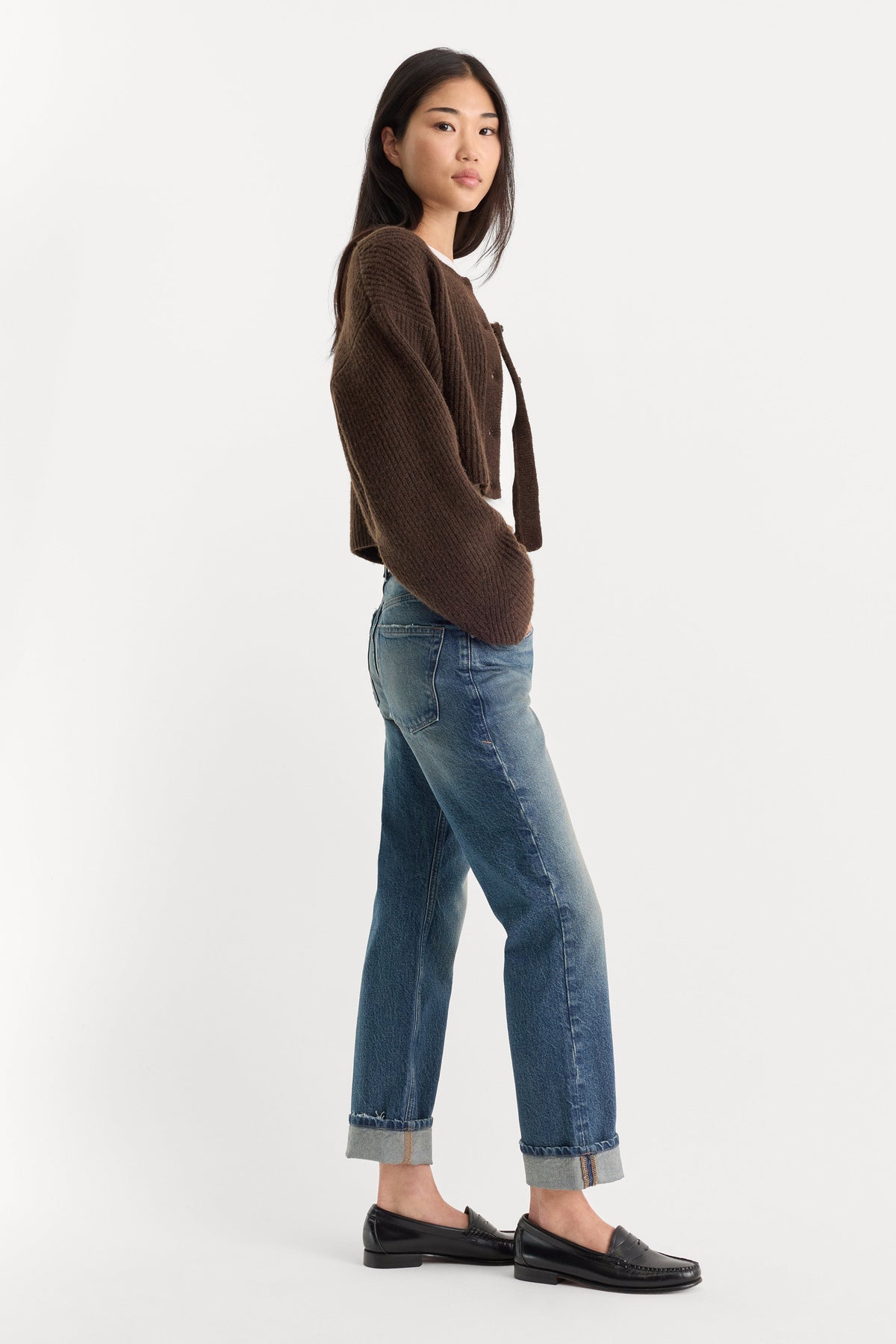 Premium VINTAGE STRAIGHT ANKLE JEANS INDIGO1282
