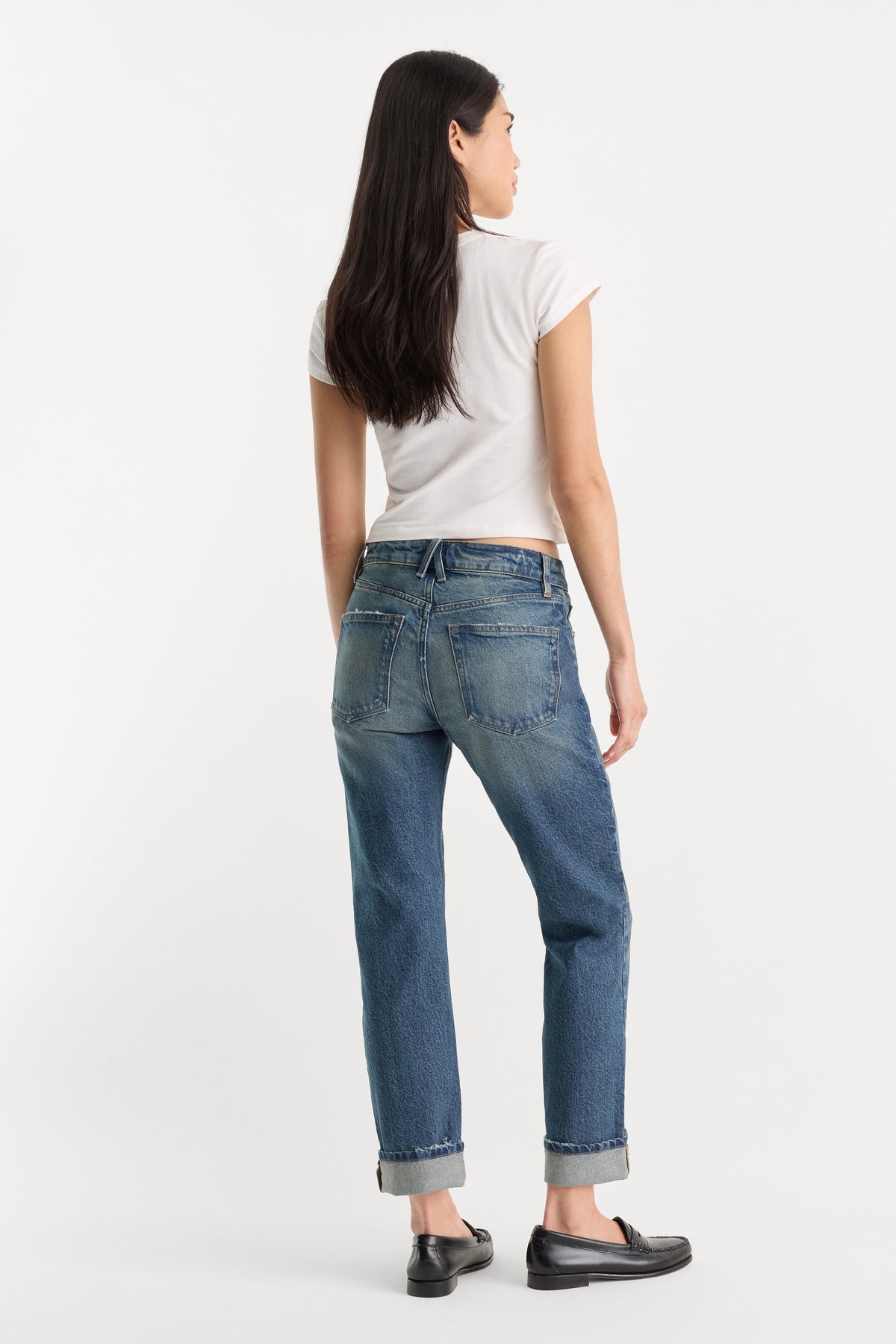 Premium VINTAGE STRAIGHT ANKLE JEANS INDIGO1282
