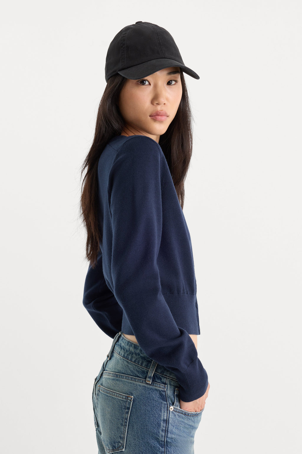 Premium THE FINE KNIT CARDIGAN NEW NAVY
