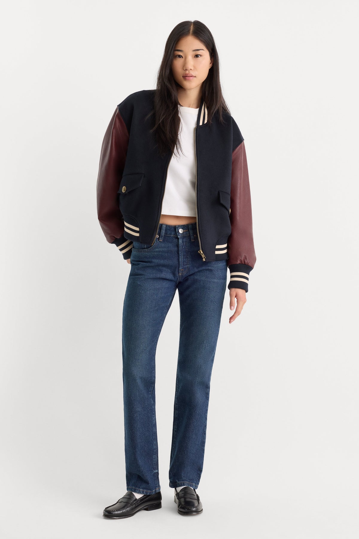 Premium THE TEAM VARSITY JACKET NEW NAVY002