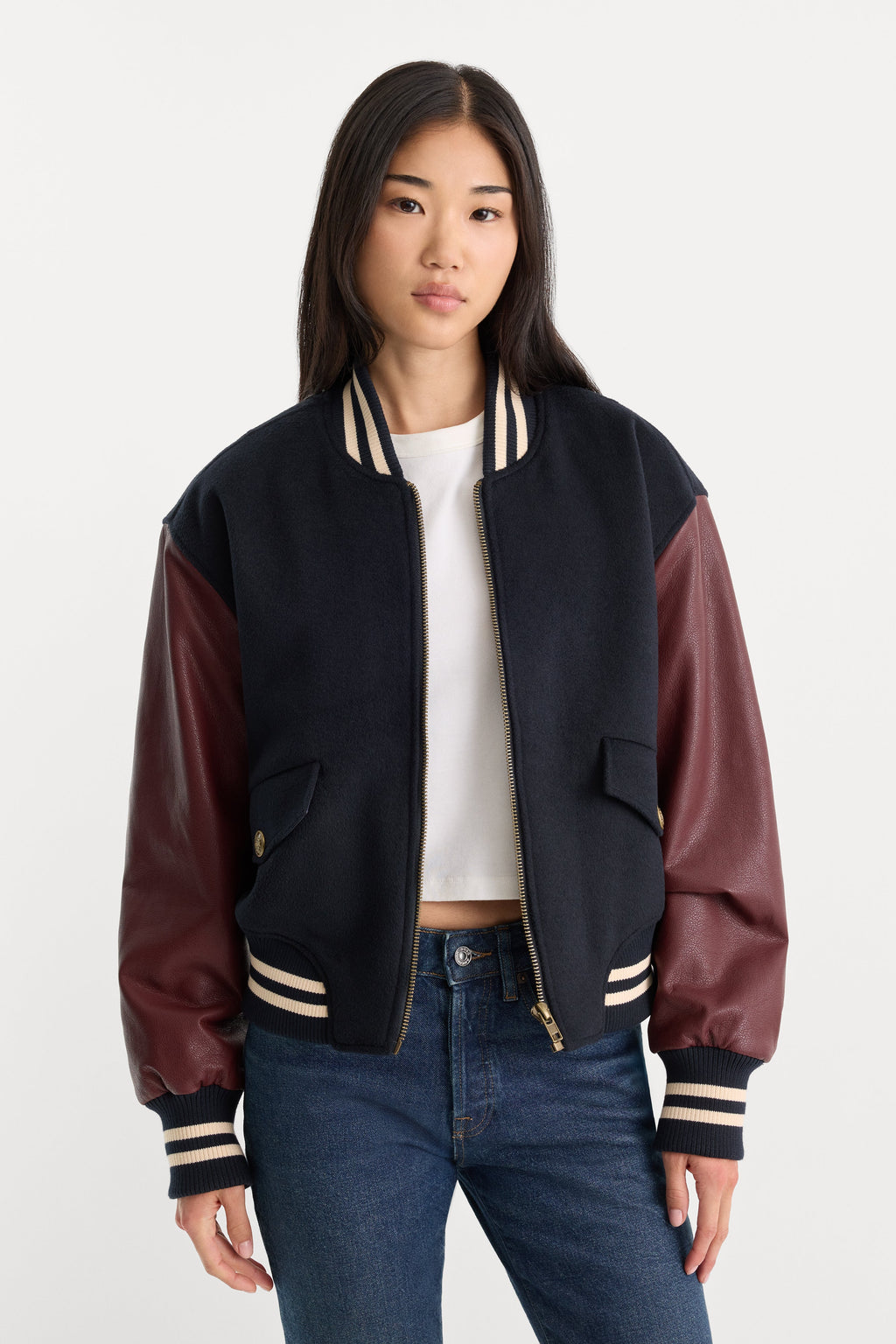Premium THE TEAM VARSITY JACKET NEW NAVY002