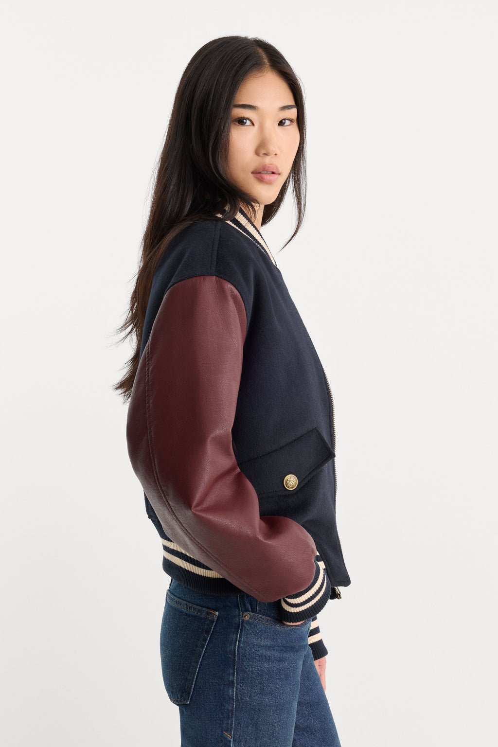 Premium THE TEAM VARSITY JACKET NEW NAVY002