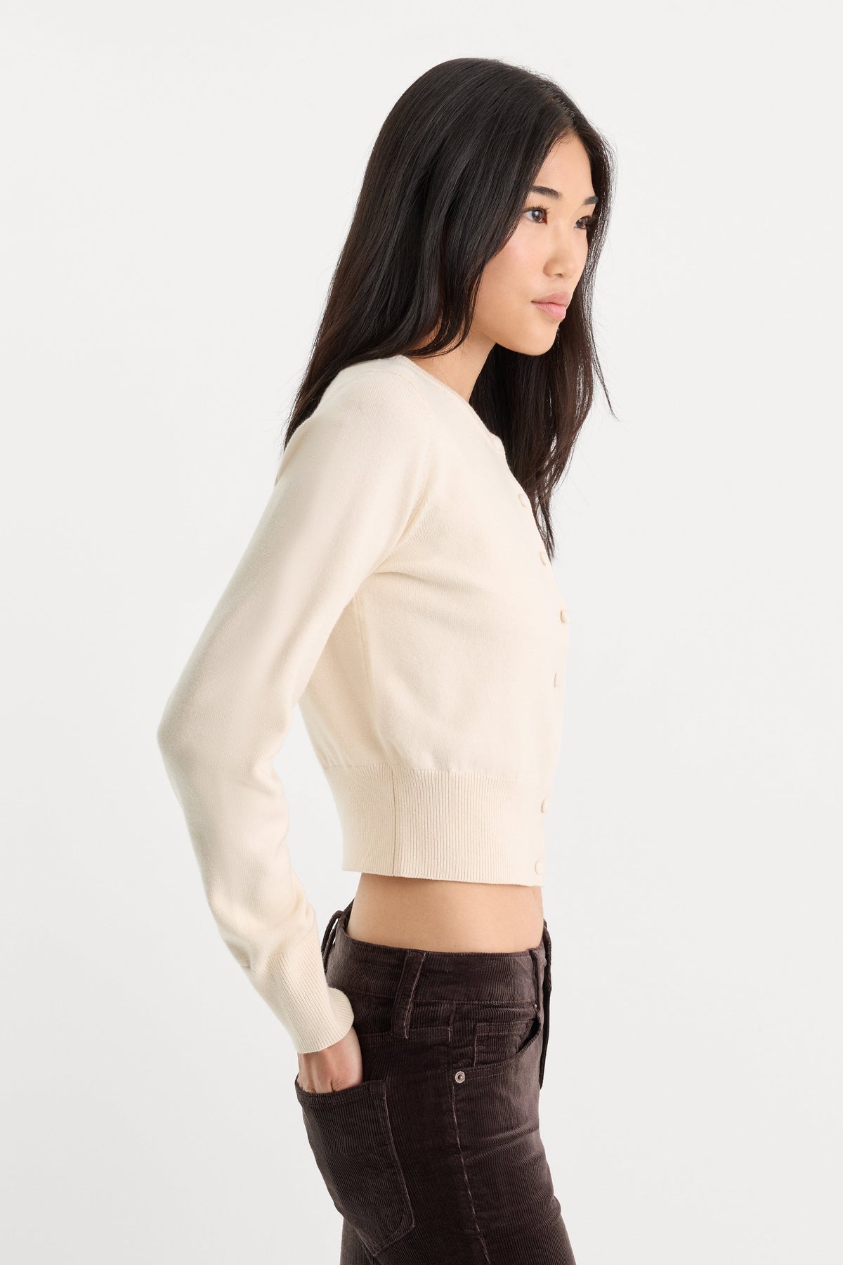 Premium THE FINE KNIT CARDIGAN PEARL
