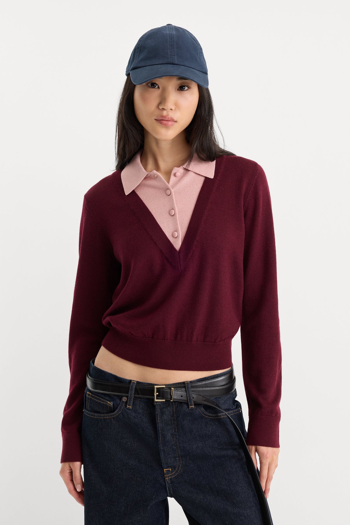 Premium THE TWO IN ONE SWEATER BERRY NOIR WITH BLUSH