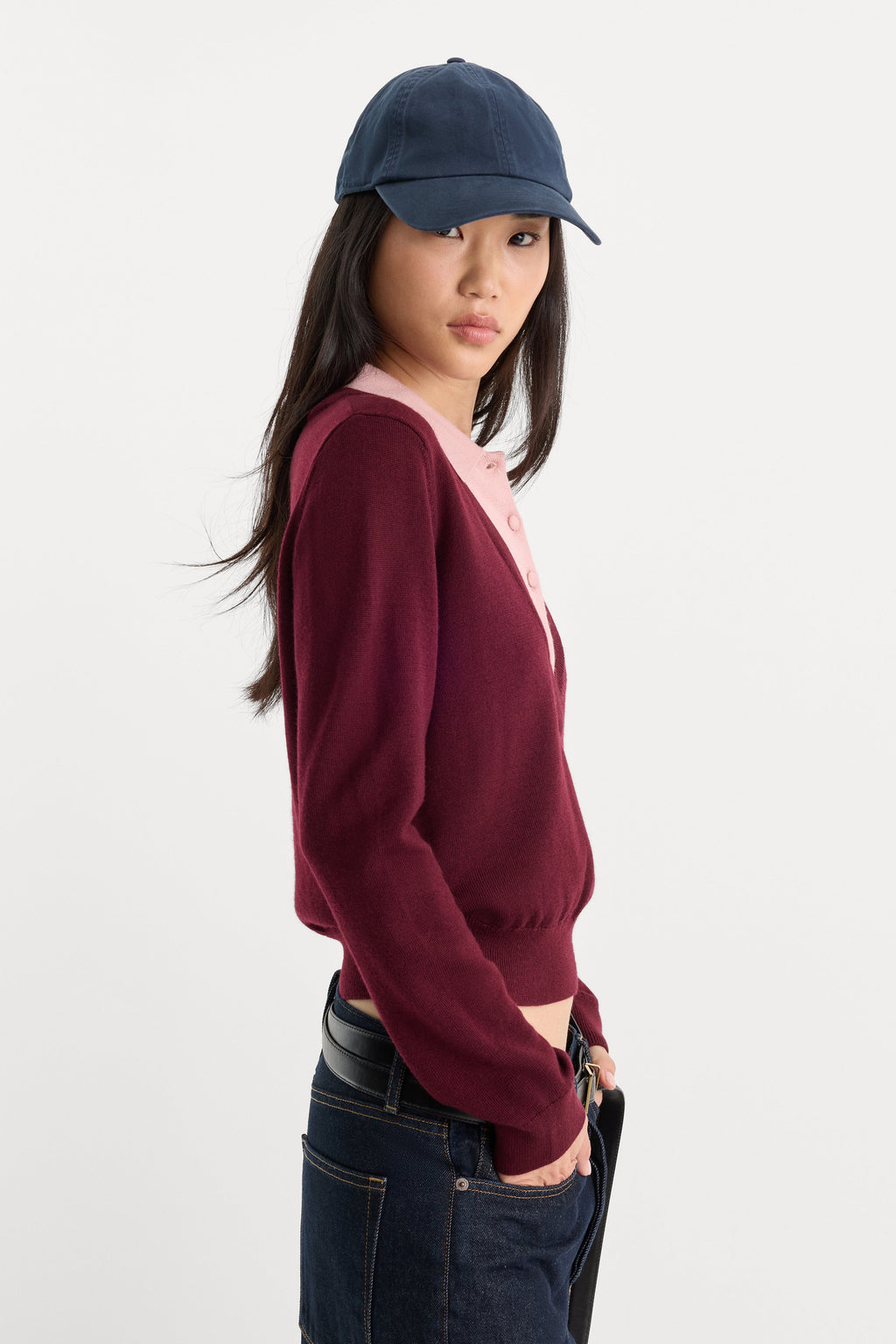 Premium THE TWO IN ONE SWEATER BERRY NOIR WITH BLUSH
