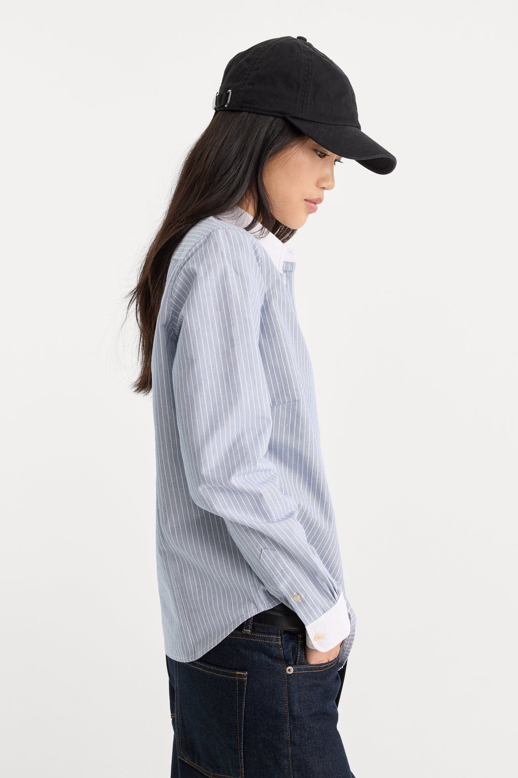 Premium THE OXFORD CONTRAST SHIRT SLATE BLUE STRIPE