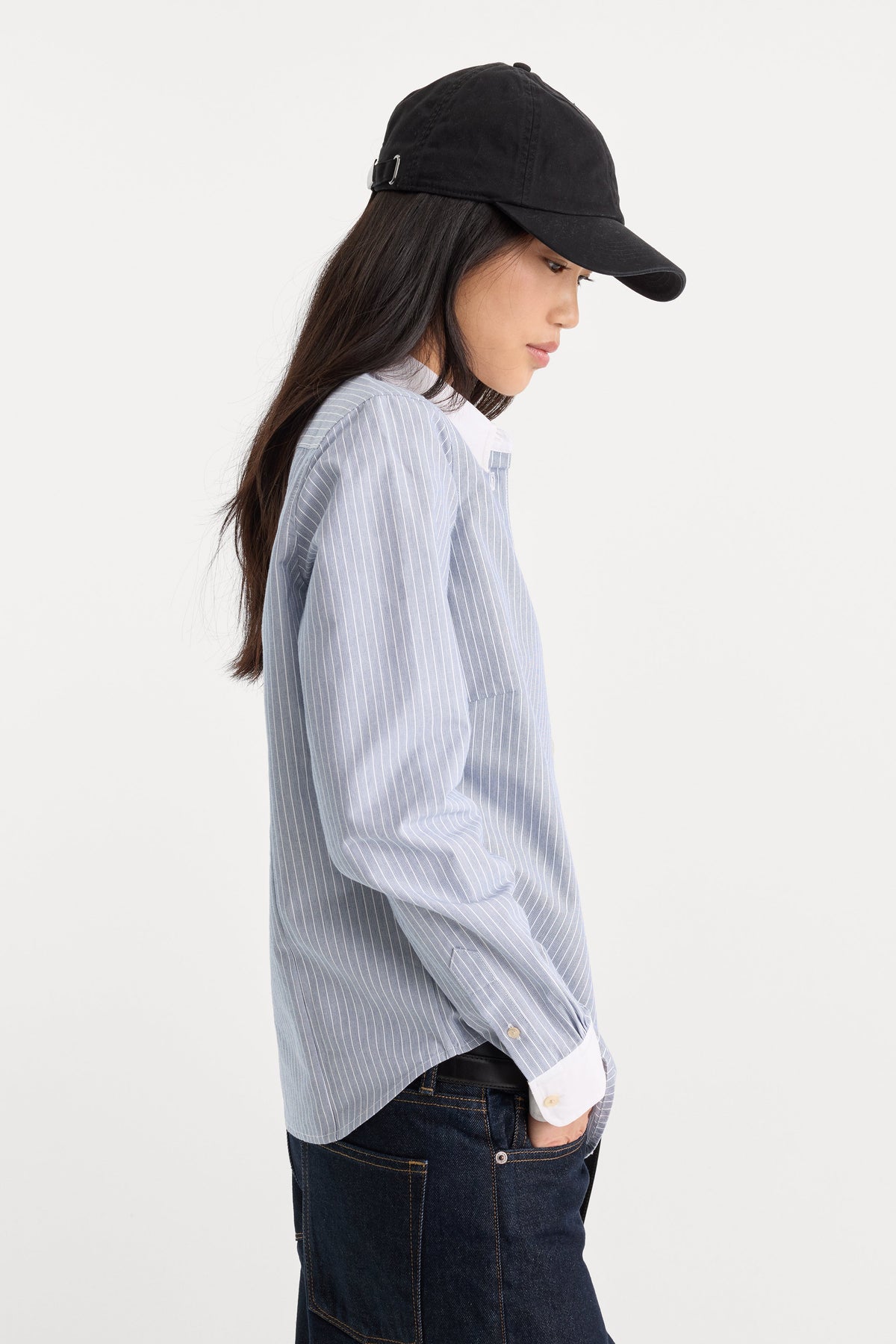 Premium THE OXFORD CONTRAST SHIRT SLATE BLUE STRIPE