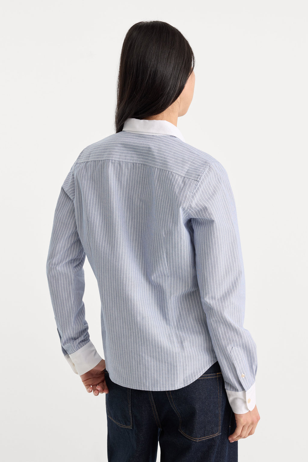 Premium THE OXFORD CONTRAST SHIRT SLATE BLUE STRIPE