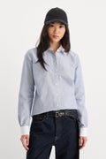 Premium THE OXFORD CONTRAST SHIRT SLATE BLUE STRIPE