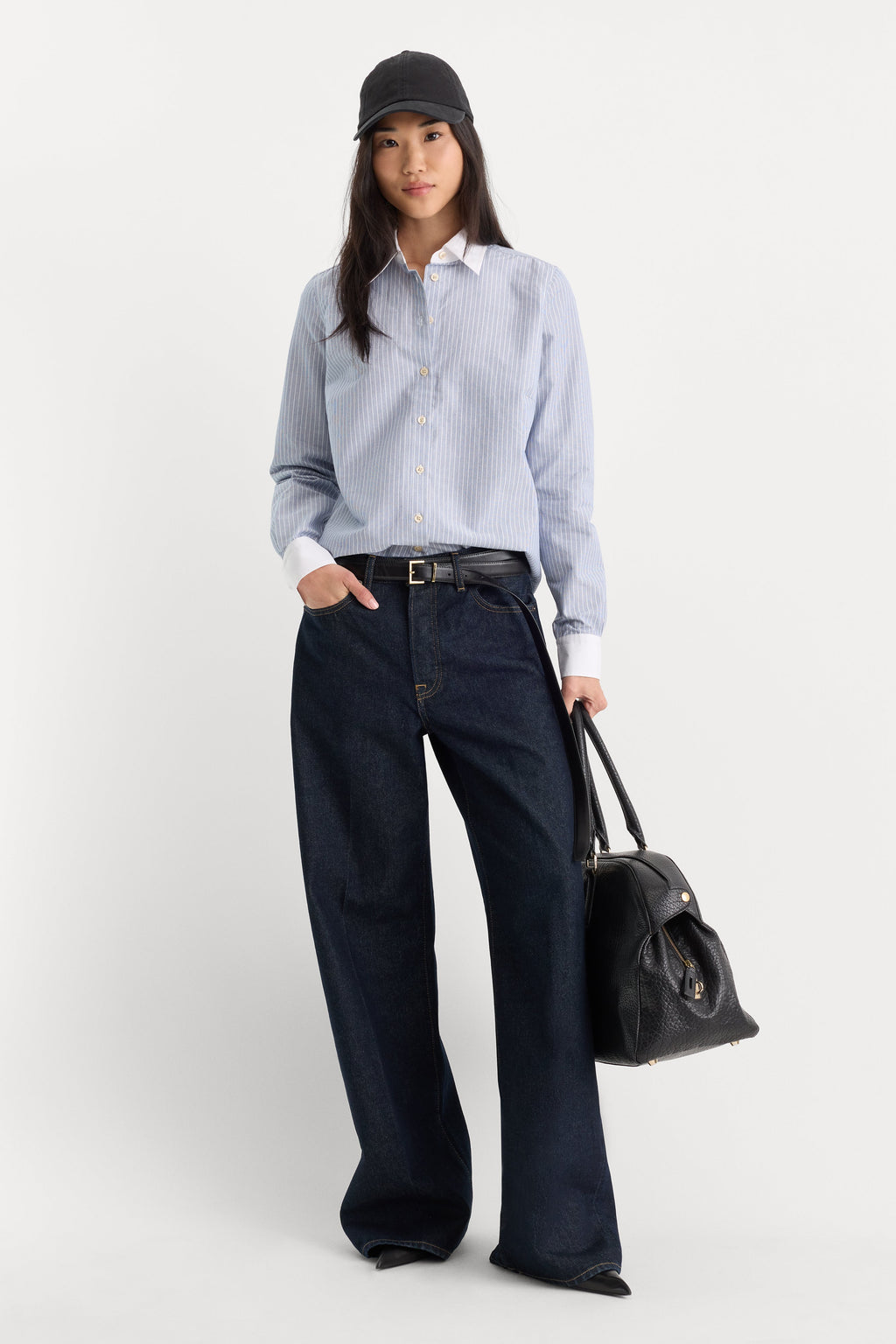 Premium THE OXFORD CONTRAST SHIRT SLATE BLUE STRIPE