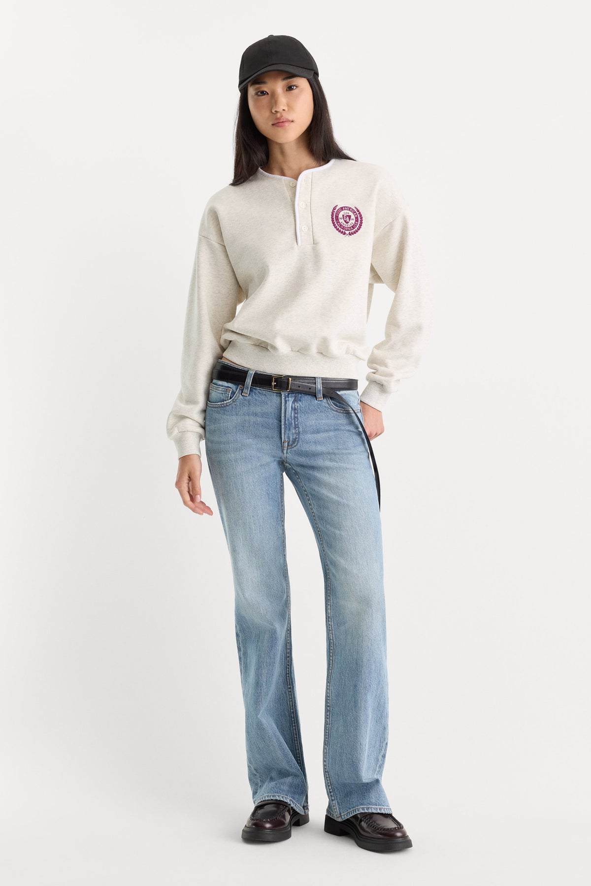 Premium THE BRUSHED FLEECE HENLEY OATMEAL