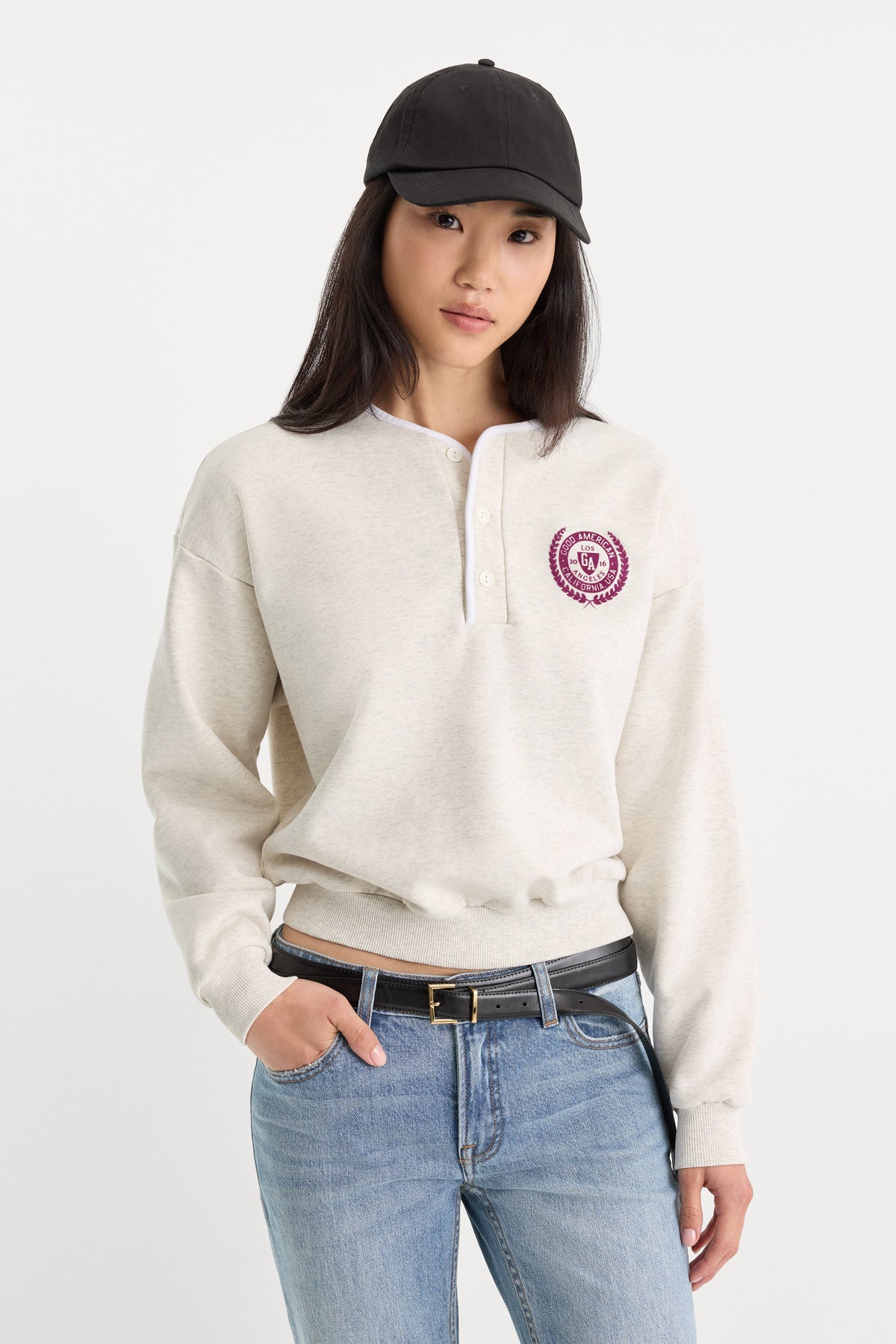 Premium THE BRUSHED FLEECE HENLEY OATMEAL