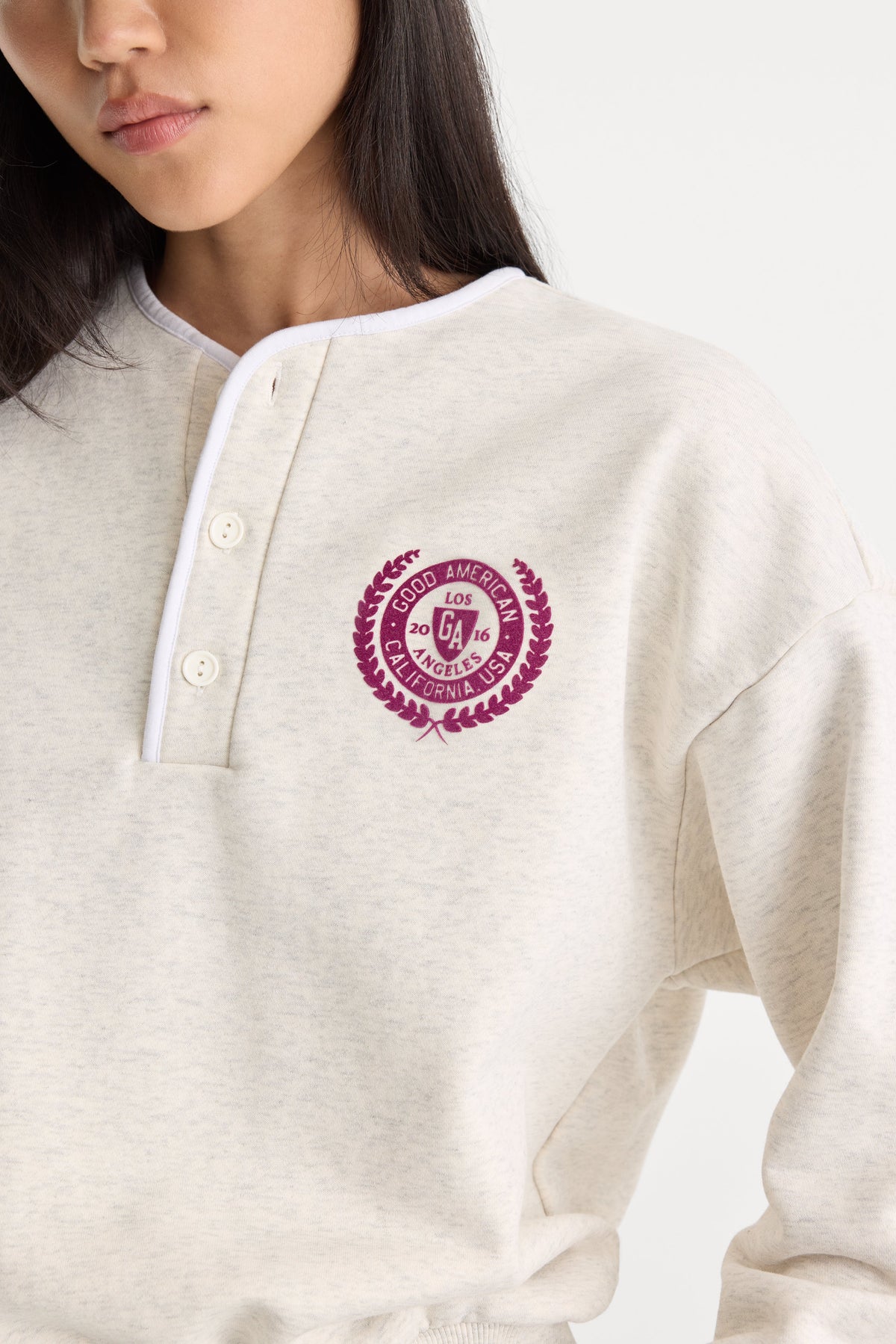 Premium THE BRUSHED FLEECE HENLEY OATMEAL