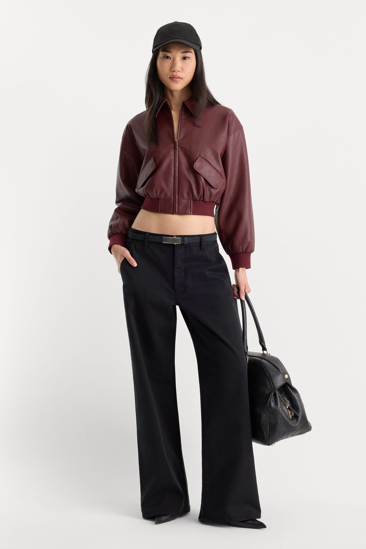Premium THE BETTER THAN LEATHER BOMBER JACKET BERRY NOIR