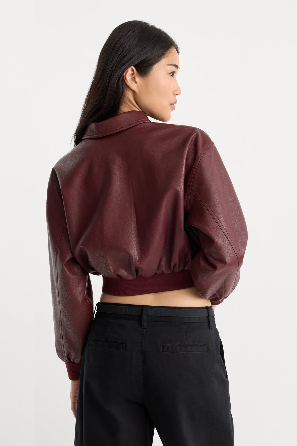 Premium THE BETTER THAN LEATHER BOMBER JACKET BERRY NOIR