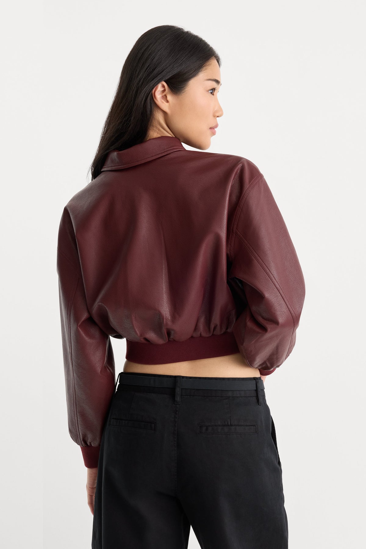 Premium THE BETTER THAN LEATHER BOMBER JACKET BERRY NOIR