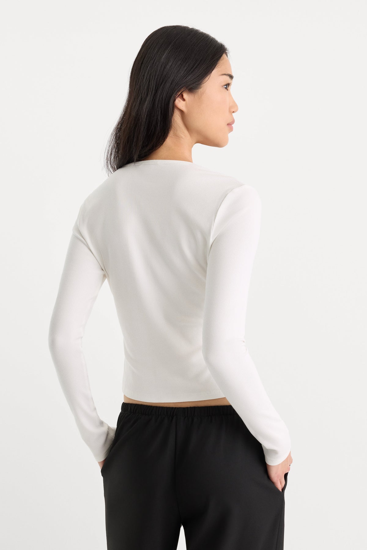 Premium THE RIB V NECK CARDIGAN CHALK