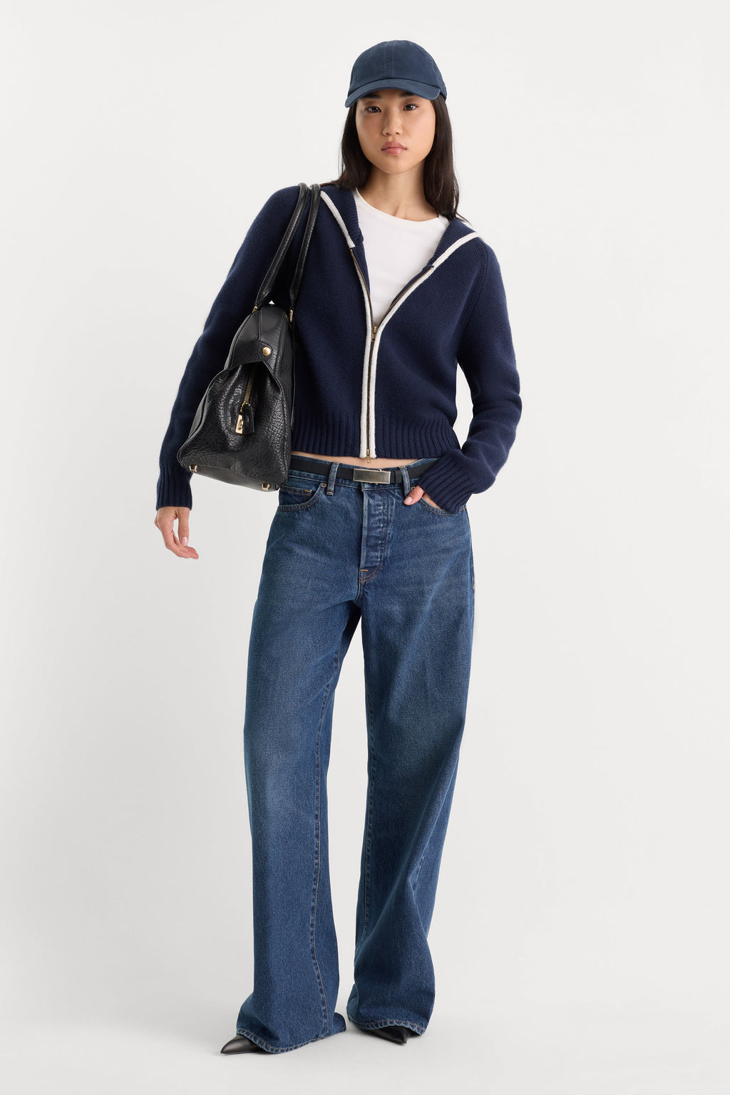 Premium THE KNIT SAILOR ZIP UP NEW NAVY002