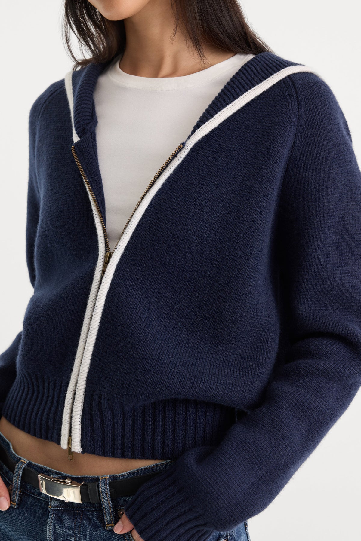 Premium THE KNIT SAILOR ZIP UP NEW NAVY002
