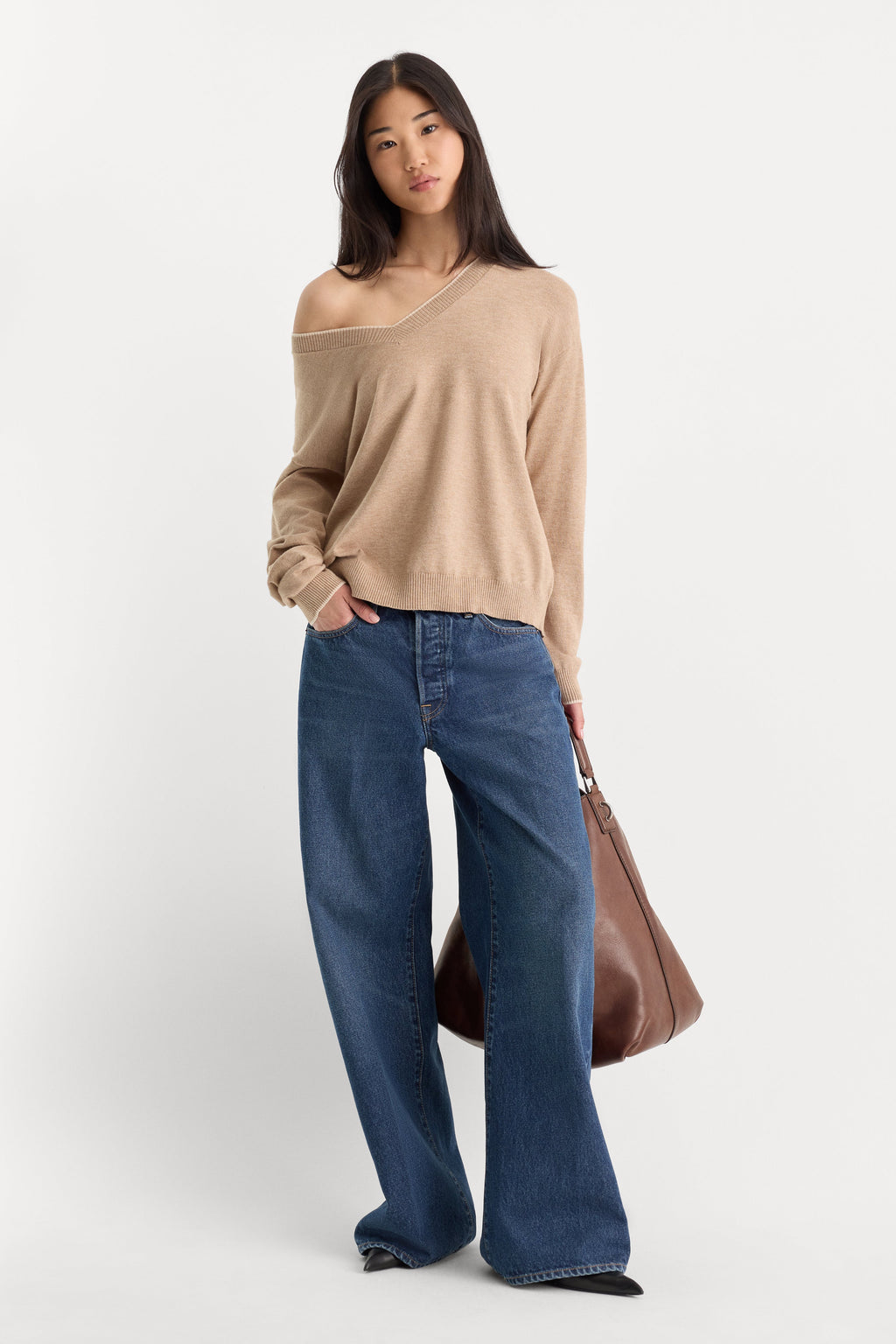 Premium THE COZY V NECK SWEATER DUNE MIST