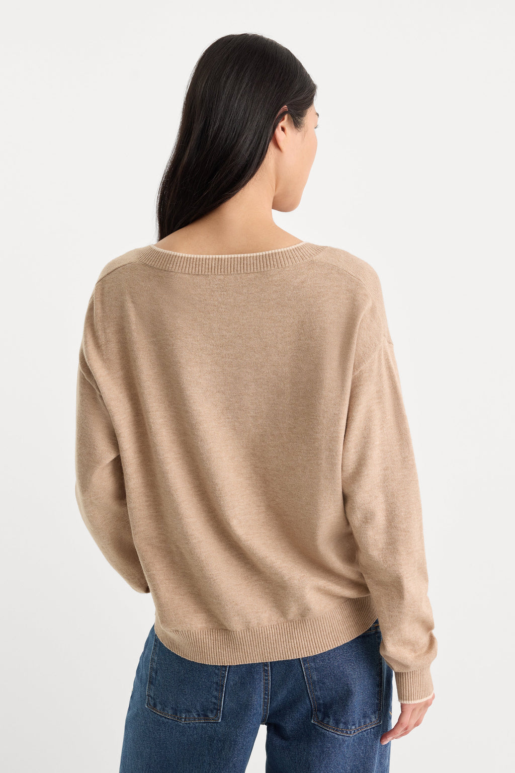 Premium THE COZY V NECK SWEATER DUNE MIST