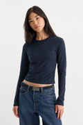 Premium THE LONG SLEEVE BABY TEE NEW NAVY