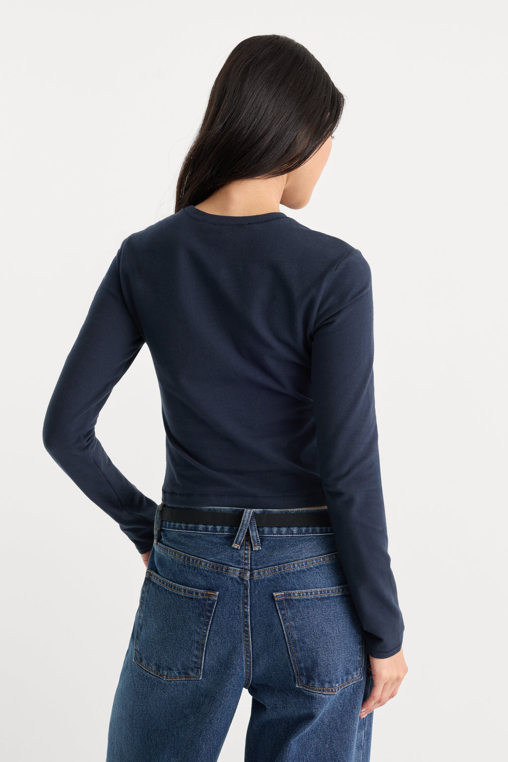 Premium THE LONG SLEEVE BABY TEE NEW NAVY