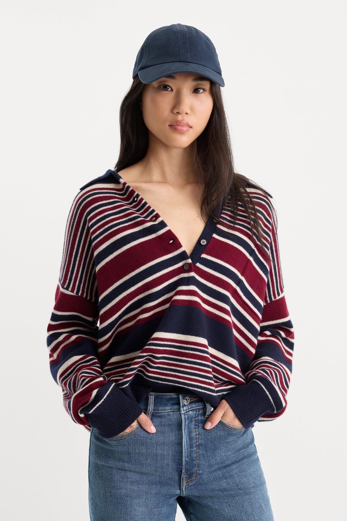 Premium THE OVERSIZED RUGBY SWEATER MULTI STRIPE