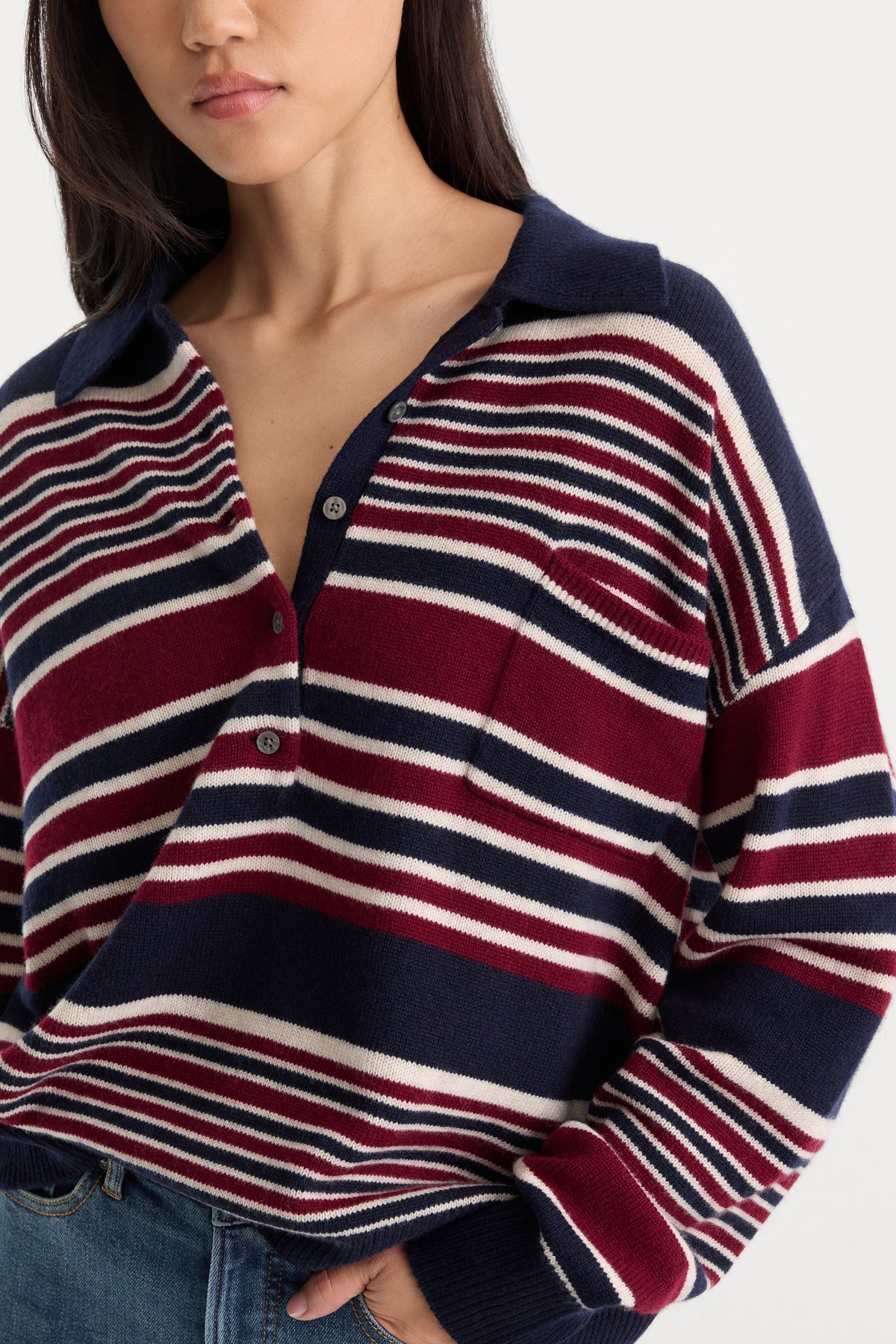 Premium THE OVERSIZED RUGBY SWEATER MULTI STRIPE