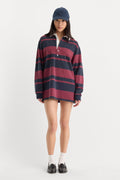 Premium THE KNIT RUGBY MINI DRESS NAVY BERRY CLUB STRIPE