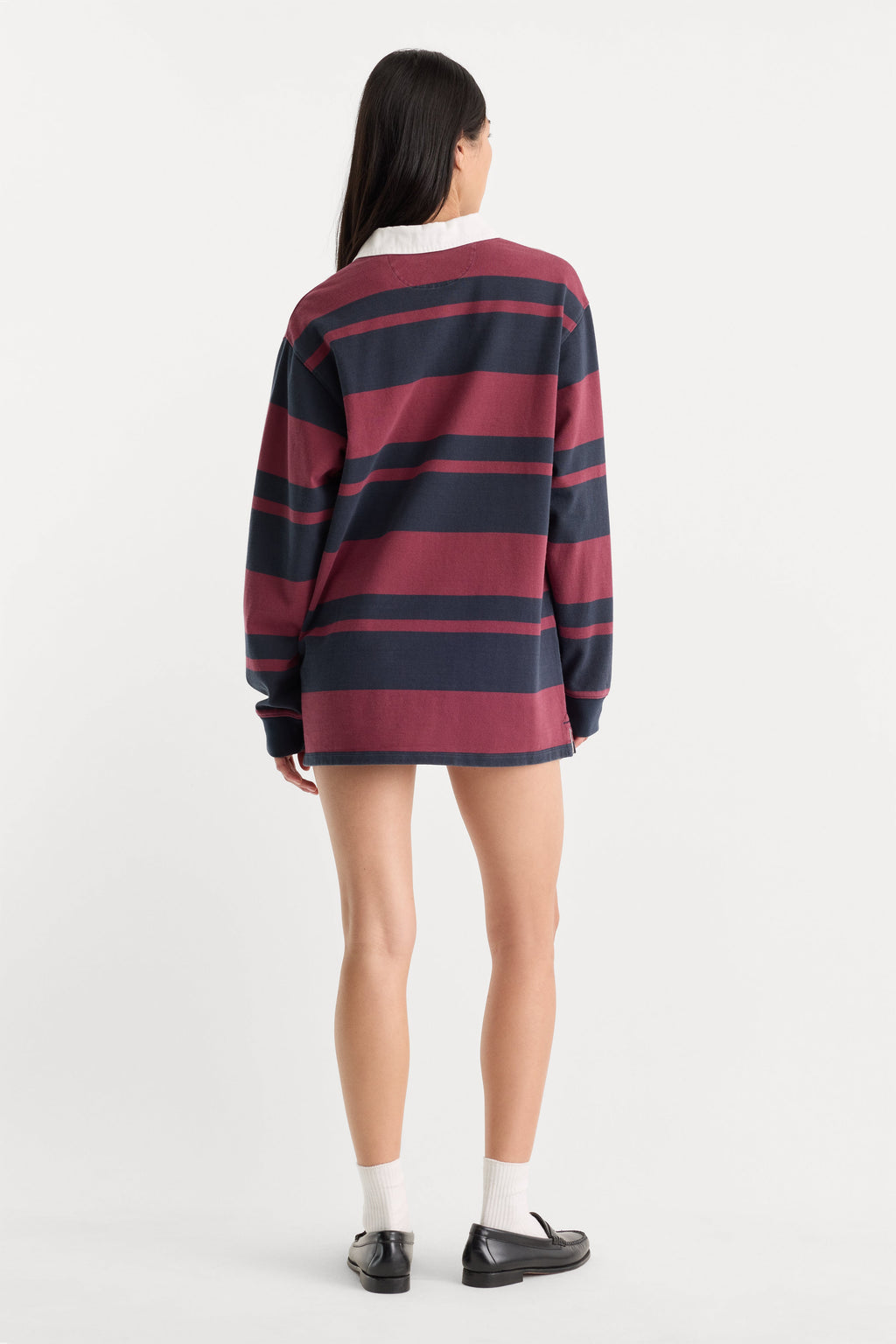 Premium THE KNIT RUGBY MINI DRESS NAVY BERRY CLUB STRIPE