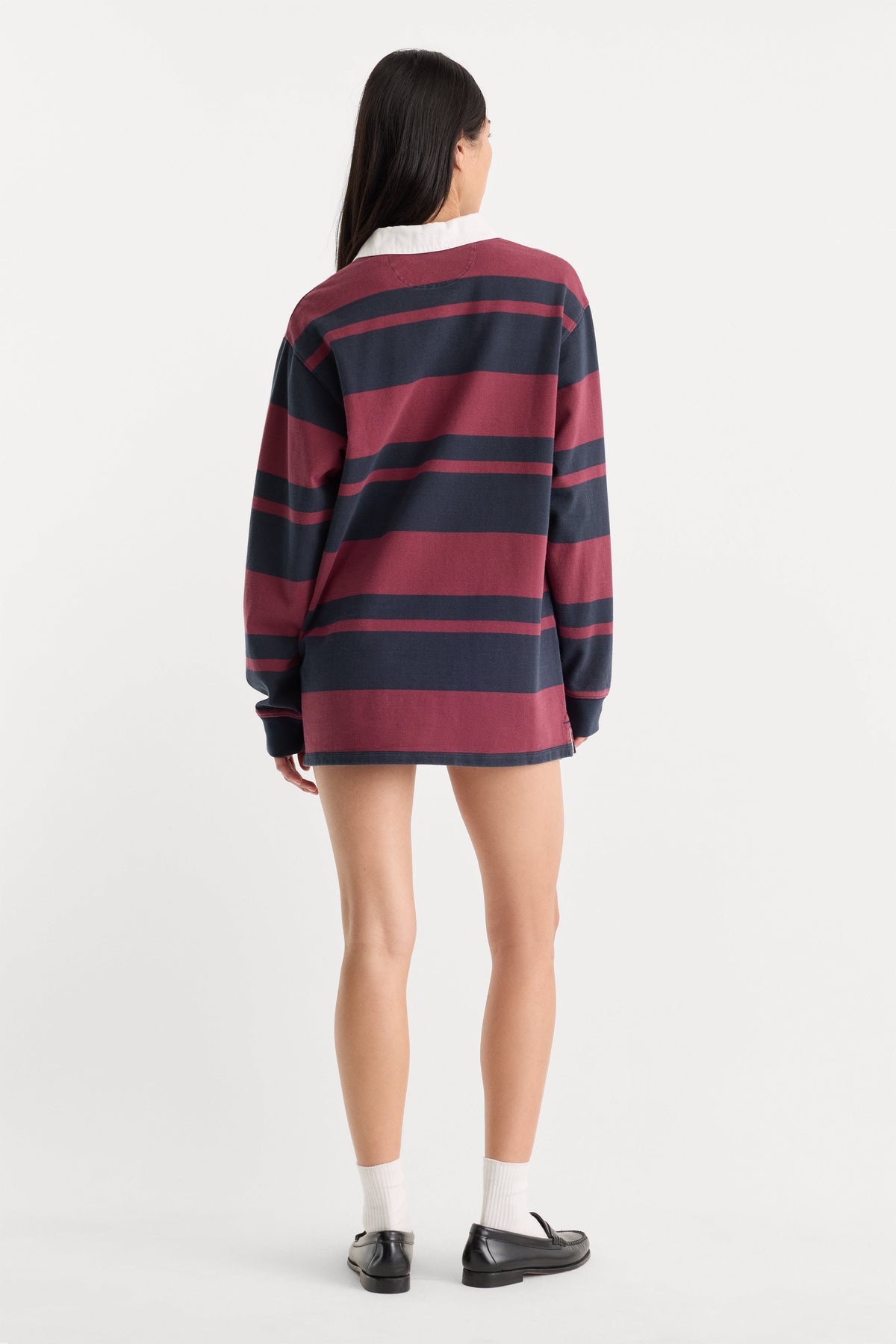 Premium THE KNIT RUGBY MINI DRESS NAVY BERRY CLUB STRIPE