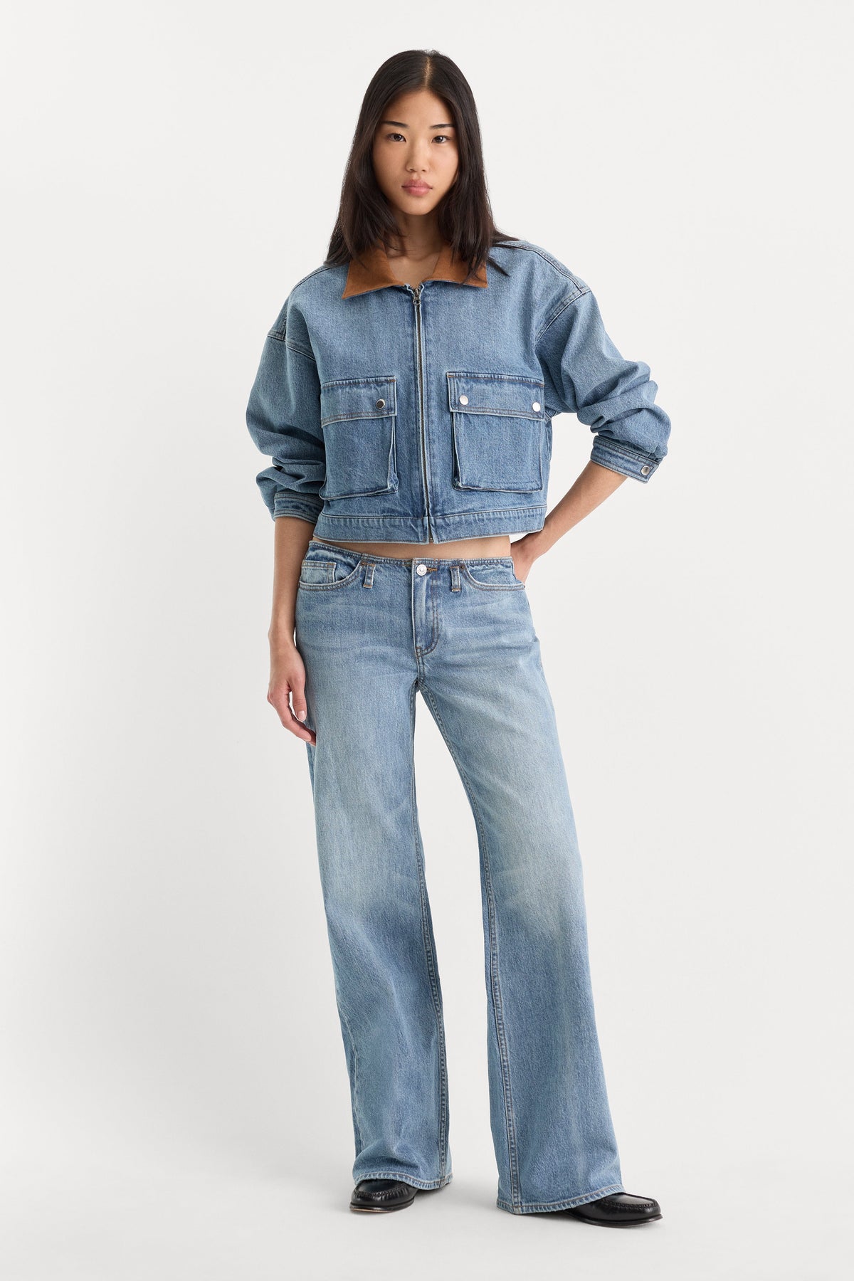 Premium GHOST WAIST LOW LOOSE JEANS AMBER